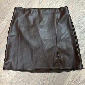 Brown Leather Mini Skirt